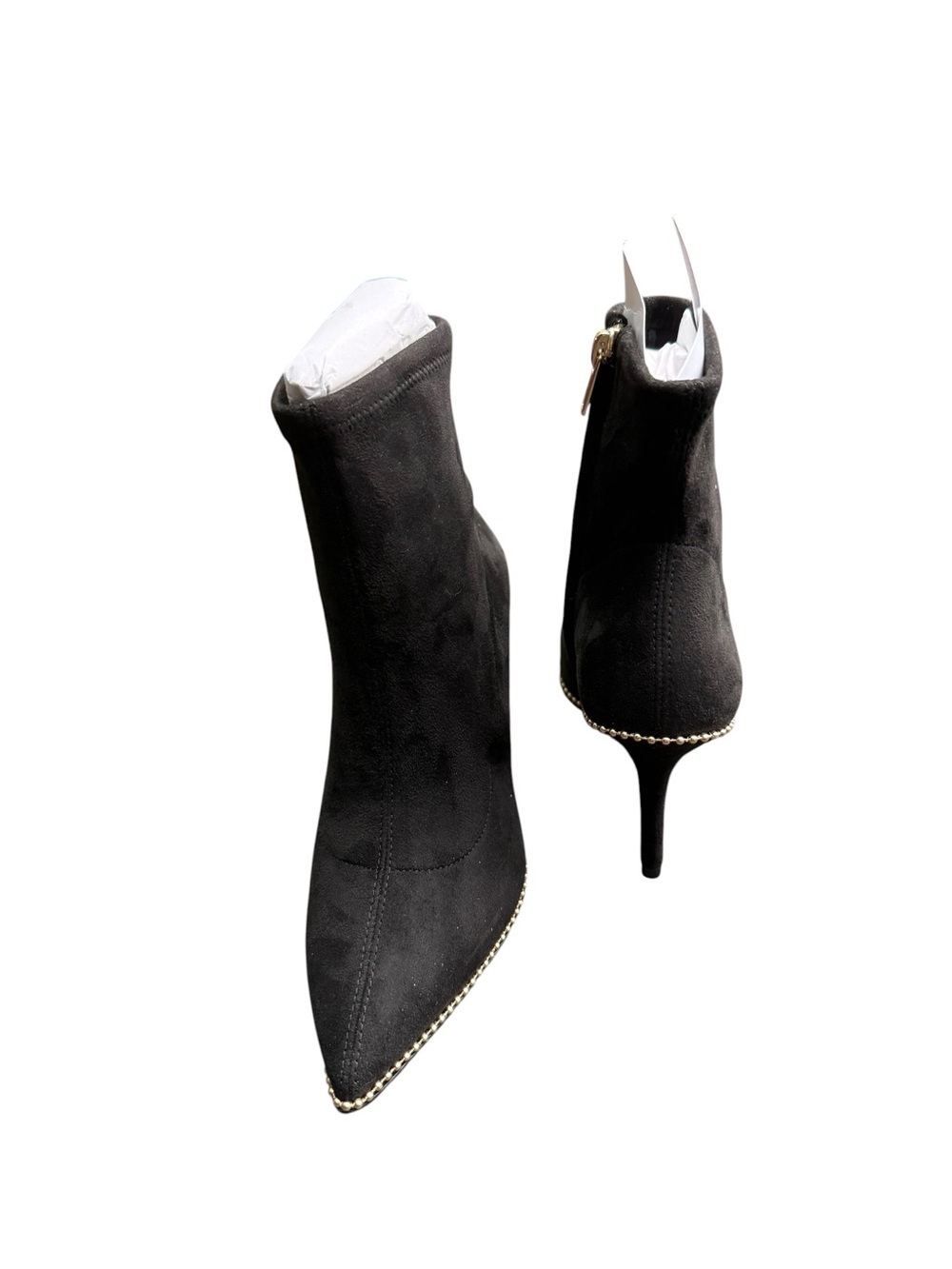 Coach Weston Stretch Booties Black Suede Stud Trim Pointed Toe Heel Size 7 NIB - Picture 4 of 8